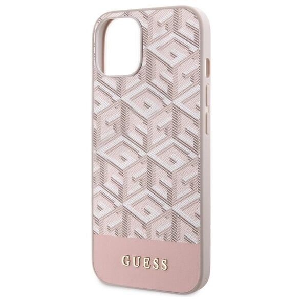 Guess case for iPhone 14 6,1&quot; GUHMP14SHGCFSEP pink harcase Magsafe Gcube PU Stripes 3666339112509