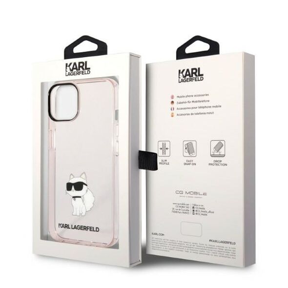 Karl Lagerfeld case for iPhone 14 6,1&quot; KLHCP14SHNCHTCP pink hardcase Ikonik Choupette 3666339087166