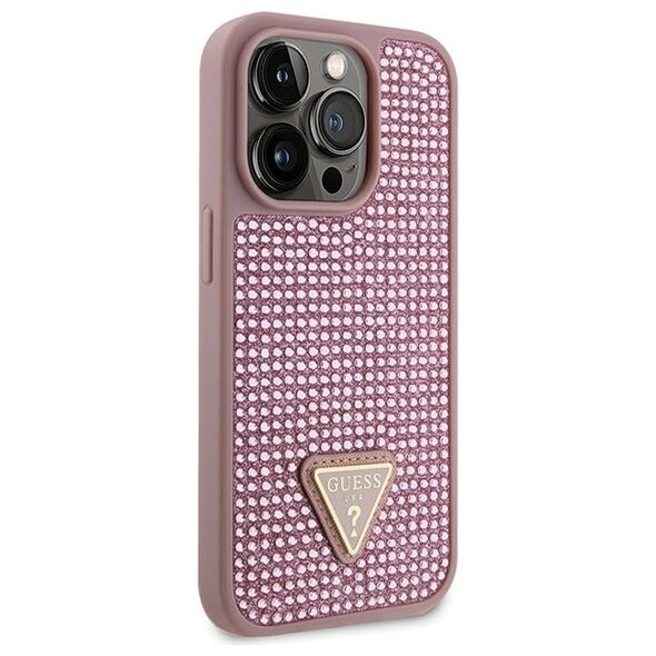 Guess case for iPhone 14 Pro 6,1&quot; GUHCP14LHDGTPP pink hardcase Rhinestone Triangle 3666339120115