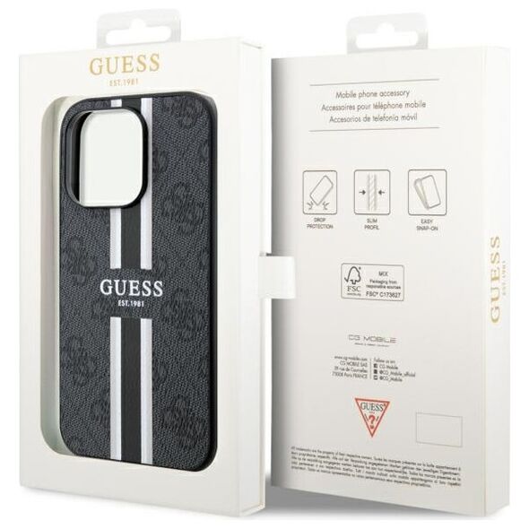 Guess case for iPhone 14 Pro Max 6,7&quot; GUHMP14XP4RPSK black hard case 4G Printed Stripes MagSafe 3666339119706