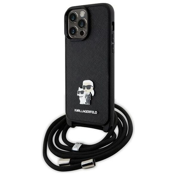 Karl Lagerfeld case for iPhone 14 Pro Max 6,7&quot; KLHCP14XSAKCPSK black HC Saffiano KC Metal Pin Crossbody 3666339165741