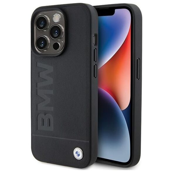 BMW case for iPhone 15 Pro Max 6,7&quot; BMHCP15XSLLBK black HC Leather Hot Stamp 3666339170844