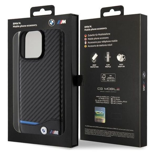 BMW case for iPhone 15 Pro Max 6,7&quot; BMHCP15X22NBCK black HC PU Carbon 3666339143862