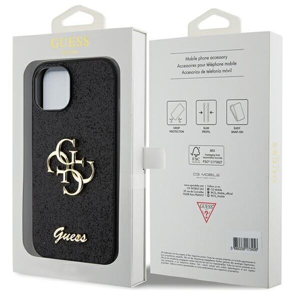 Guess case for iPhone 15 6,1&quot; GUHCP15SHG4SGK black HC Fixed Glitter Big 4G 3666339147365