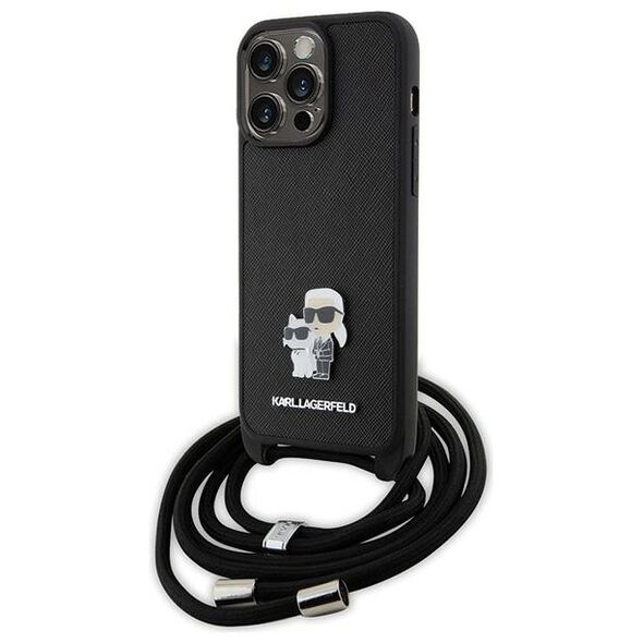 Karl Lagerfeld case for iPhone 15 Pro Max 6,7&quot; KLHCP15XSAKCPSK black HC Saffiano KC Metal Pin Crossbody 3666339165789