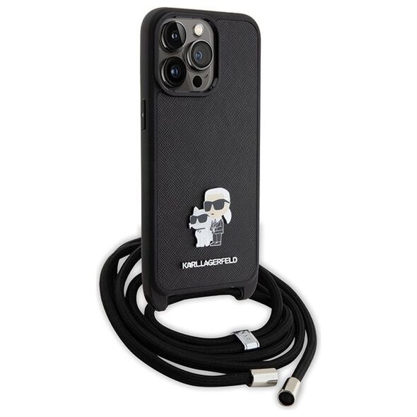 Karl Lagerfeld case for iPhone 15 Pro Max 6,7&quot; KLHCP15XSAKCPSK black HC Saffiano KC Metal Pin Crossbody 3666339165789