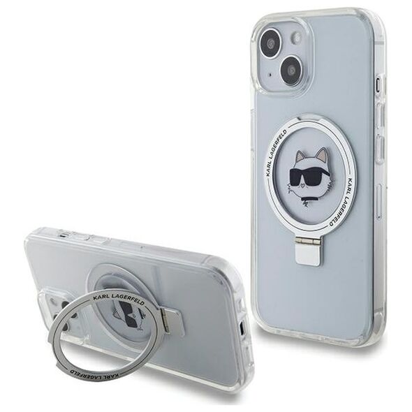 Karl Lagerfeld case for iPhone 15 6,1&quot; KLHMP15SHMRSCHH white HC Magsafe Ringstand CH 3666339168636