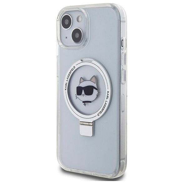 Karl Lagerfeld case for iPhone 15 6,1&quot; KLHMP15SHMRSCHH white HC Magsafe Ringstand CH 3666339168636
