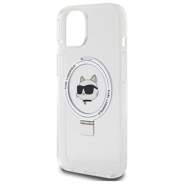 Karl Lagerfeld case for iPhone 15 6,1&quot; KLHMP15SHMRSCHH white HC Magsafe Ringstand CH 3666339168636