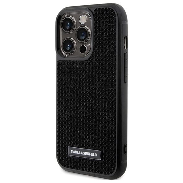 Karl Lagerfeld case for iPhone 15 Pro 6,1&quot; KLHCP15LHDSPLK black hardcase Rhinestone Logo Metal Plate 3666339163136