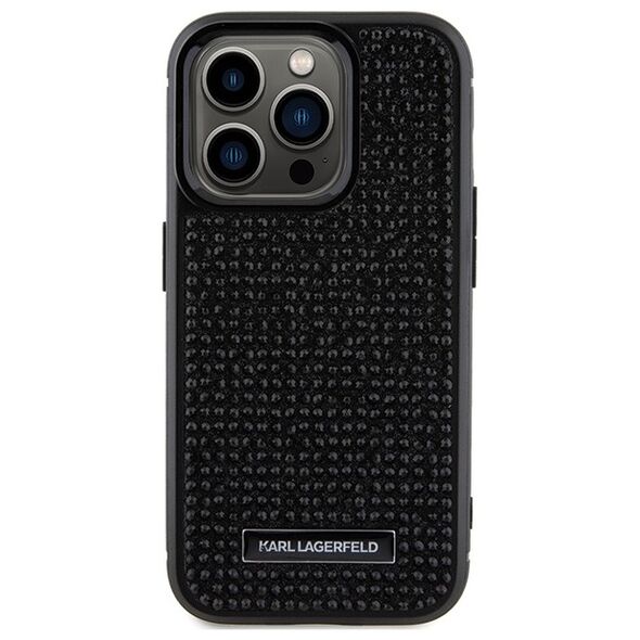 Karl Lagerfeld case for iPhone 15 Pro 6,1&quot; KLHCP15LHDSPLK black hardcase Rhinestone Logo Metal Plate 3666339163136