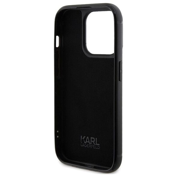 Karl Lagerfeld case for iPhone 15 Pro 6,1&quot; KLHCP15LHDSPLK black hardcase Rhinestone Logo Metal Plate 3666339163136