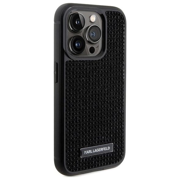 Karl Lagerfeld case for iPhone 15 Pro Max 6,7&quot; KLHCP15XHDSPLK black hardcase Rhinestone Logo Metal Plate 3666339163143