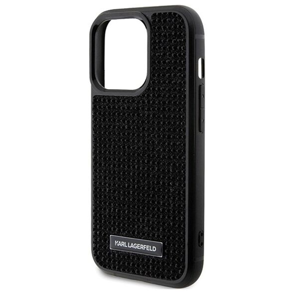 Karl Lagerfeld case for iPhone 15 Pro Max 6,7&quot; KLHCP15XHDSPLK black hardcase Rhinestone Logo Metal Plate 3666339163143