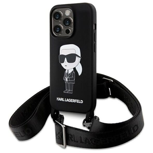 Karl Lagerfeld case for iPhone 15 Pro Max 6,7&quot; KLHCP15XSCBSKNK hardcase black Crossbody Silicone Ikonik 3666339167462
