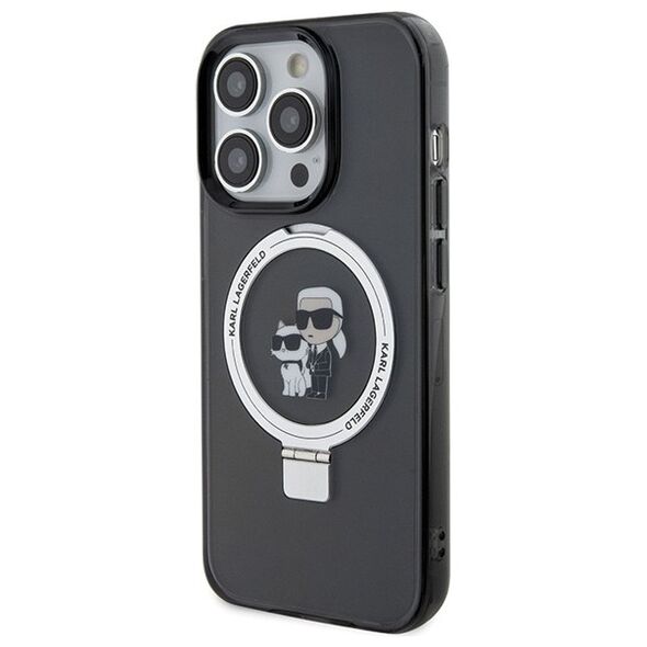 Karl Lagerfeld case for iPhone 15 Pro Max 6,7&quot; KLHMP15XHMRSKCK black hardcase Ring Stand Karl&Choupettte MagSafe 3666339169145