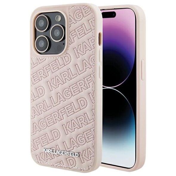 Karl Lagerfeld case for iPhone 15 Pro Max 6,7&quot; KLHCP15XPQKPMP pink HC QUILTED K PATTERN 3666339165185