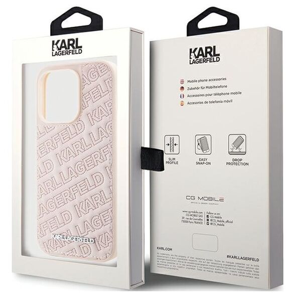 Karl Lagerfeld case for iPhone 15 Pro Max 6,7&quot; KLHCP15XPQKPMP pink HC QUILTED K PATTERN 3666339165185