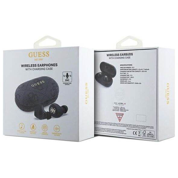 Guess Bluetooth earphones GUTWSP4EGK TWS ENC 4G PU METAL LOGO black 3666339220839
