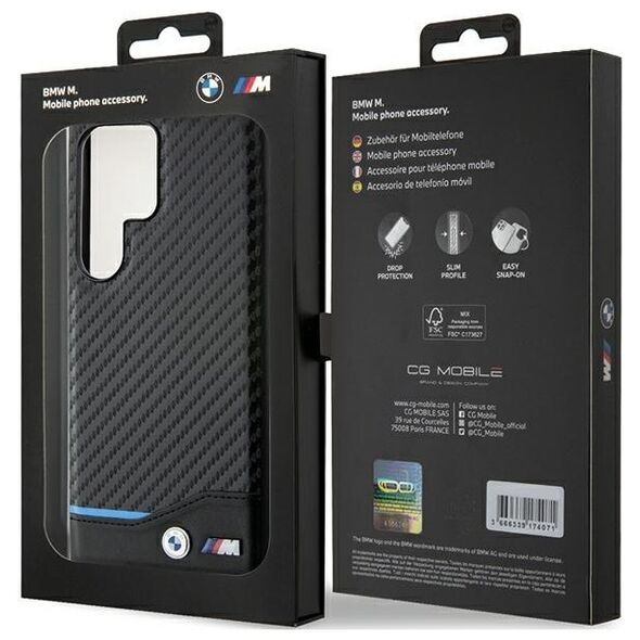BMW case for Samsung Galaxy S24 Ultra black Leather Carbon 3666339242671