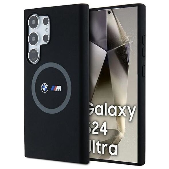 BMW case for Samsung Galaxy S24 Ultra black M Silicone Printed Ring MagSafe 3666339242916
