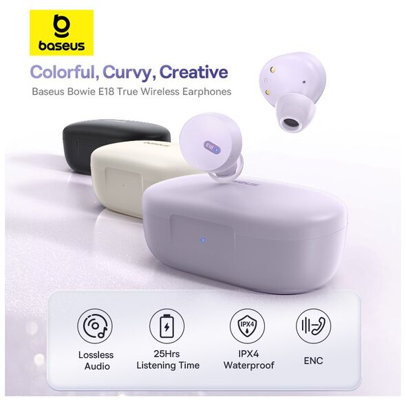 Baseus Bowie E18 True Wireless Earphones Cosmic Black 6932172657253