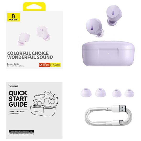 Baseus Bowie E18 True Wireless Earphones Star Purple 6932172657239