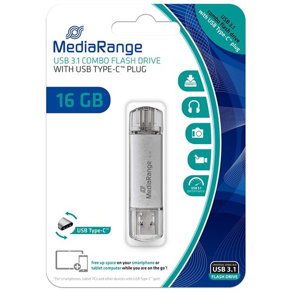 MediaRange USB 3.1 Combo Flash Drive with USB Type-C™ plug, 16GB (MR935) έως 12 άτοκες Δόσεις