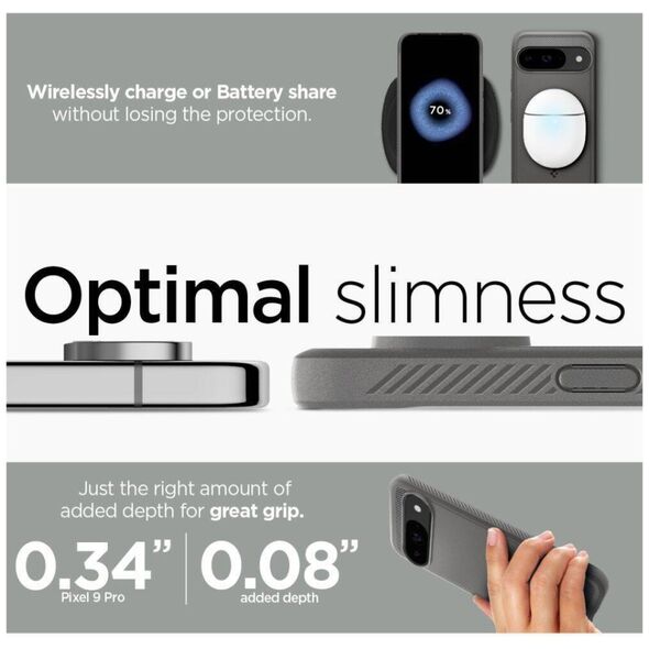 Case for GOOGLE PIXEL 9 / 9 PRO Spigen Rugged Armor Marble gray 8809971227186