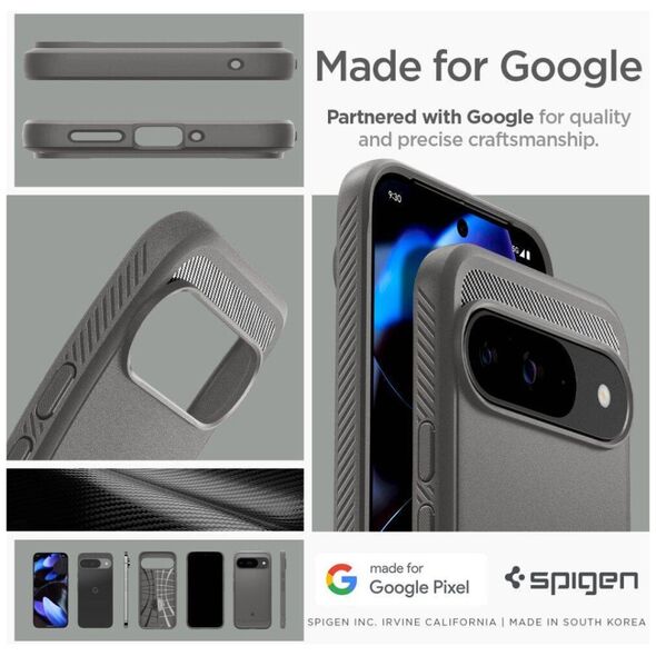 Case for GOOGLE PIXEL 9 / 9 PRO Spigen Rugged Armor Marble gray 8809971227186
