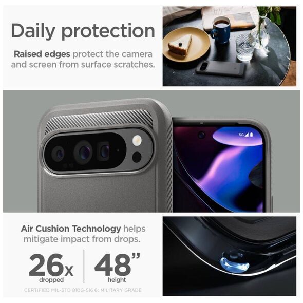 Case for GOOGLE PIXEL 9 PRO XL Spigen Rugged Armor Marble gray 8809971227193