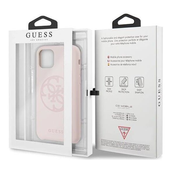 Original Case IPHONE 11 PRO Guess Hard Case Silicone 4G Tone On Tone (GUHCN58LS4GLP) light pink 3700740463642
