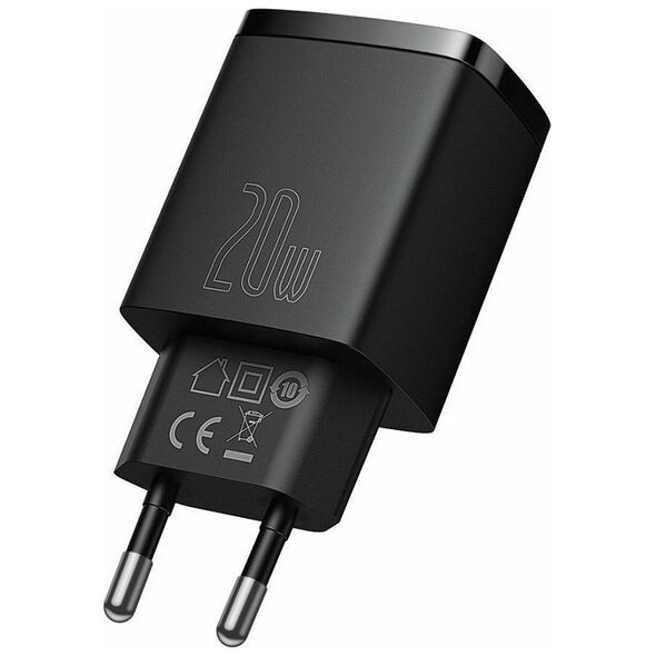 Baseus Φορτιστής Χωρίς Καλώδιο με Θύρα USB-A και Θύρα USB-C 20W Power Delivery / Quick Charge 3.0 Μαύρος (CCXJ-B01) (BASCCXJB01) έως 12 άτοκες Δόσεις