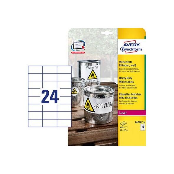 Avery Zweckform ETYKIETY ZF L4718-20 HEAVY DUTY 70X37 MM, 20 ARKUSZY
