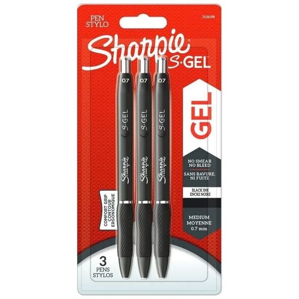 Sharpie Kup Przydasie Sharpie-długopis żelowy S-GEL czarne blister 3 szt