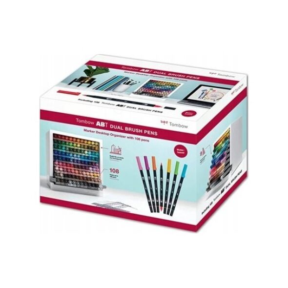 Tombow Tombow ABT-108C, 107 pc(s), Multicolour, Brush/Fine tip, Round, 0.8 mm, 3.3 mm