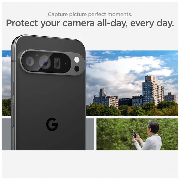 Camera Cover GOOGLE PIXEL 9 PRO XL Spigen Optik. TR ”EZ FIT” Camera Protector 2-pack Crystal Clear 8809971233149