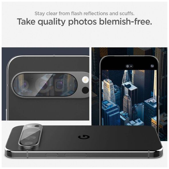 Camera Cover GOOGLE PIXEL 9 PRO XL Spigen Optik. TR ”EZ FIT” Camera Protector 2-pack Crystal Clear 8809971233149