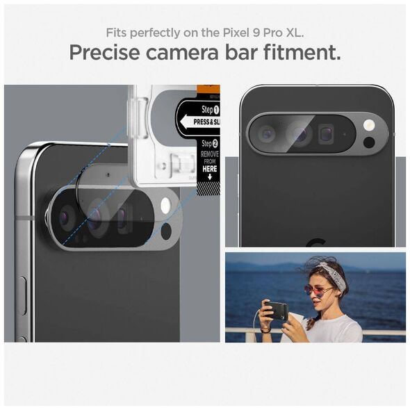 Camera Cover GOOGLE PIXEL 9 PRO XL Spigen Optik. TR ”EZ FIT” Camera Protector 2-pack Crystal Clear 8809971233149