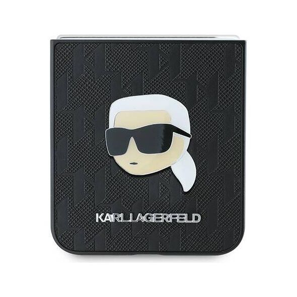 Original Case SAMSUNG GALAXY Z FLIP 6 Karl Lagerfeld Hardcase Saffiano Monogram Karl Head Pin (KLHCZF6PGKSKIHK) black 3666339322441