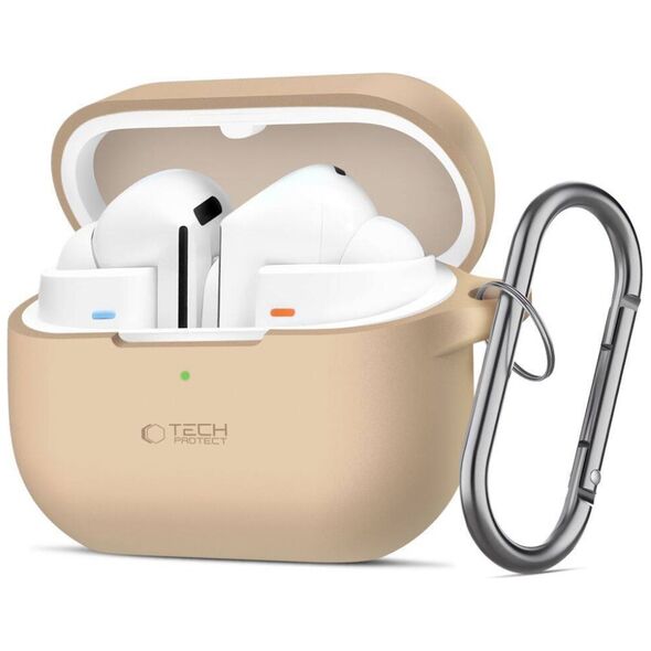 Case for SAMSUNG GALAXY BUDS 3 / 3 PRO Tech-Protect Silicone Hook Caffe Latte beige 5906302313730
