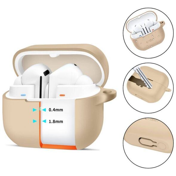 Case for SAMSUNG GALAXY BUDS 3 / 3 PRO Tech-Protect Silicone Hook Caffe Latte beige 5906302313730