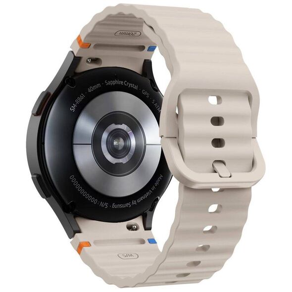 Strap for SAMSUNG GALAXY WATCH 4 / 5 / 5 PRO / 6 / 7 / FE Tech-Protect Silicone Sport Starlight creamy 5906302313426