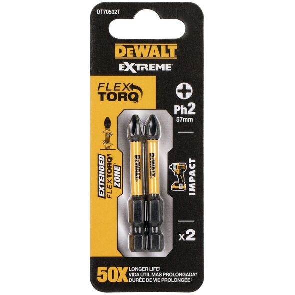 Dewalt Końcówka wkrętarska udarowa Extreme Impact Torsion2 PH2 2szt. (DT70532T-QZ)