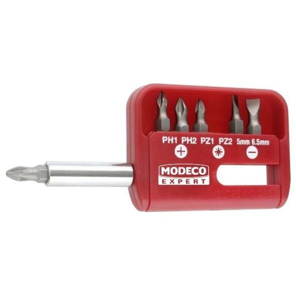 Modeco Komplet grotów 25mm PH1-PH2, PZ1-PZ2 i płaskich 5 -6,5mm + uchwyt 7szt. - MN-15-501