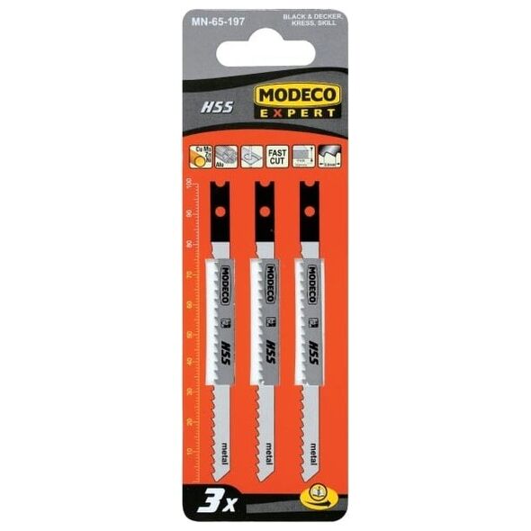 Modeco Brzeszczoty do wyrzynarek z uchwytem typu U 100mm 3szt. - MN-65-197