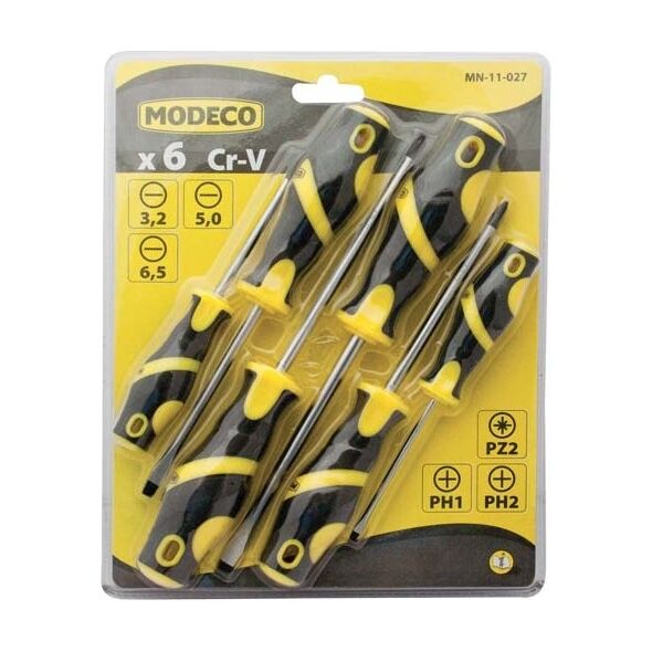 Modeco Komplet wkrętaków monterskich 3 Płaskie 2 Philips i 1 Pozidriv 5szt. - MN-11-027