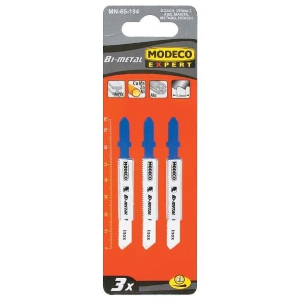 Modeco Brzeszczoty do wyrzynarek typu T 76x1,2 HSS do stali cięcie prostoliniowe 3szt. - MN-65-182