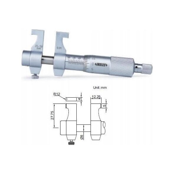 Insize MIKROMETR 50- 75 WEW. KONC. PLASKIE - 3220-75