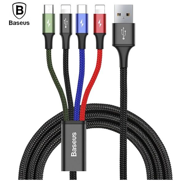 Baseus Rapid Braided USB to 2x Lightning / Type-C / micro USB Cable Πολύχρωμο 1.2m (CA1T4-A01) (BASCA1T4A01) έως 12 άτοκες Δόσεις